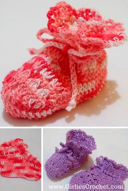 thread crochet baby booties free pattern